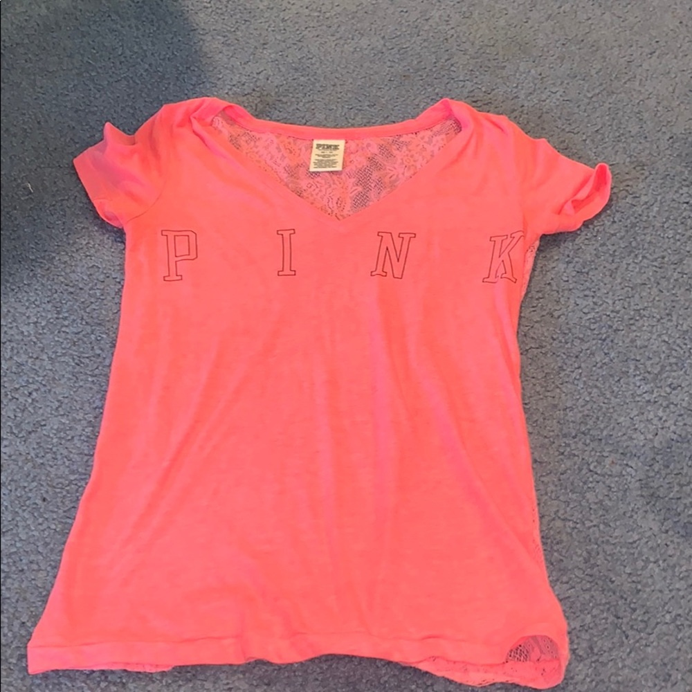 Lace-back PINK tee